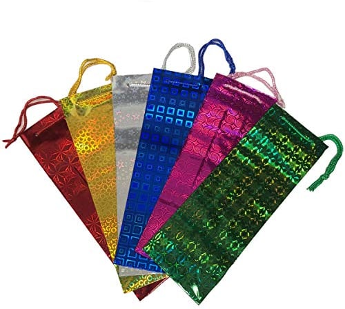 6 Bottle Bags Party Gift Bags Holographic Supplies Handle Glossy Favor Assorted Christmas Bag (Bottle Wine Bag)