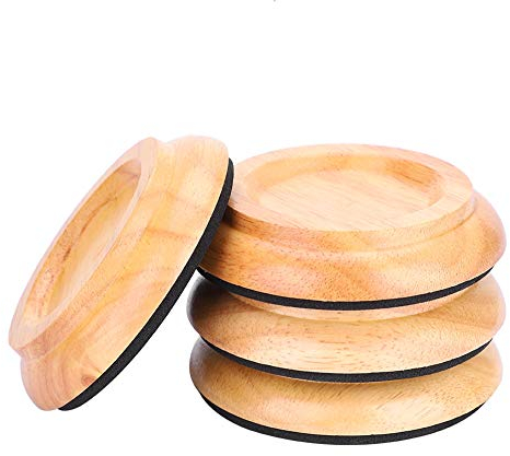Aramox Coussins de Piano en Bois de Hêtre, 4 Pièces Ronds pour Piano Droit, Accessoires de Roulettes de Piano