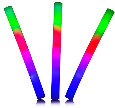 Ultra 4 Mehrfarbig LED-Schaumstoff-Sticks Blinkende LED Licht 18 Weiße Batons LED Leuchten Glühen im Dunkeln Knicklichter Kinder LED Knicklicht LED Schaumstoff Leuchtstab LED Stab Glow Sticks