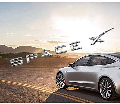 ACEOLT 3D Metall Spacex Aufkleber Auto Heck Kofferraum Emblem Aufkleber Abzeichen Aufkleber für Tesla Model S Model 3 Model X, Dekoratives Styling Zubehör