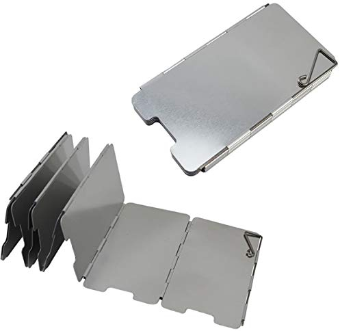 2 Piezas Parabrisas Plegable, 9 Placas Parabrisas Camping Aleación de Aluminio Plegable para Camping Cocina Estufa de Gas Escudo Pantalla de Viento Cortavientos al Aire Libre