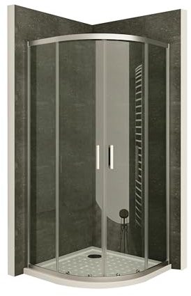 Duschkabine ELLA 80x80 cm Höhe: 190 cm Eckduschkabine mit Schiebetüren Viertelkreis Kabine aus 6mm klarem Nano ESG Sicherheitsglas - DK52