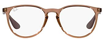 Ray-Ban Women's RX7046 Erika Round Prescription Eyewear Frames, Light Brown/Demo Lens, 51 mm