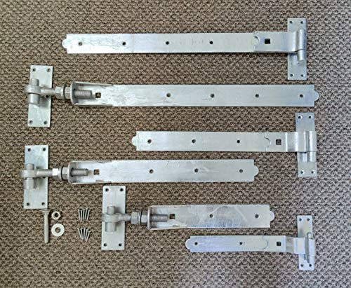 Infinity Decor Hook and Band Hinges Straight/Cranked/Adjustable - for Garden or Garage Gates - Galvanised (2xStraight Hinges, 24 Inch)