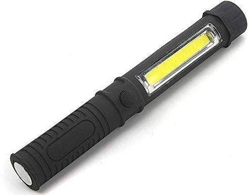 MODOAO Linterna de inspección portátil de 3 W con base magnética COB LED para mantenimiento de actividades al aire libre (sin batería incluida) (negro)
