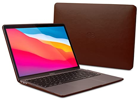 Dreem Euclid MacBook Air Case - Housse Rigide pour Ordinateur Portable 13 Pouces MacBook Air 2020-2018 (Retina, M1, M2, M3, M4), Cuir végétal de Luxe, Couverture supérieure et inférieure [Café]