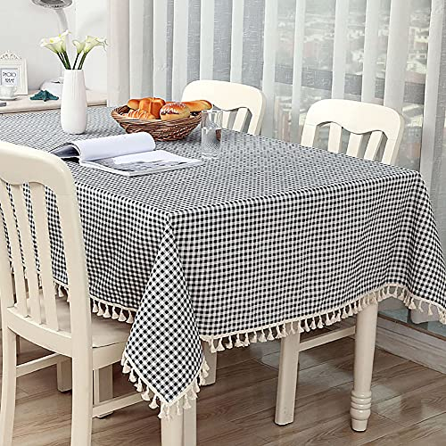 HUALEMEI Modernen Einfach Tischbekleidung Für Rechtecktabellen,Rustikalen Vintage Baumwolle Und Leinen Tafeltuch Für Esszimmer Küchenparty-B 140x200cm(55x79inch)