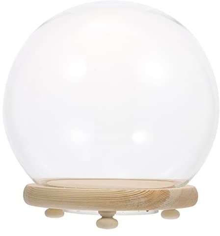 Milisten Kuchenständer 1 Set von Dome Cloche mit Rustikalen Basis Mini Kuchen Stehen Display Dome Cloche Jar Display Dome für Dessert K? Sukkulenten Lebensmittel Mini-Tortenständer