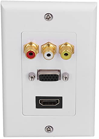 Garosa HDMI avec Prise 3RCA Composite Combo Plaque Murale Home TV Prise AV Audio Vidéo Plaque Murale Face Cover Plaque Panneau (1 Hdmi + 3 + 1 Vga),Commutateurs Et Prises Et