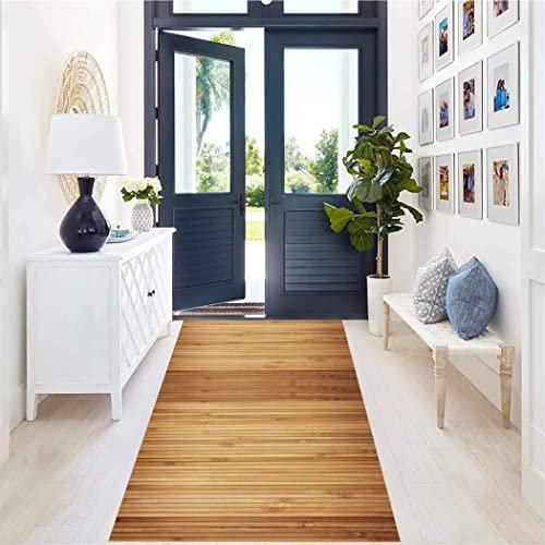 CWYPB Teppich Läufer Flur rutschfeste Küchenteppich Waschbar rutschfest Braun Teppich Holzoptik Meterware Teppichläufer Für Flur Küche Wohnzimmer, Schlafzimmer, Esszimmer,80x150cm/32x59 in