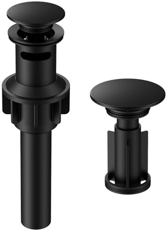 Bathroom Sink Drain with Overflow, Hurran Matte Black Bathroom Sink Stopper for Bathroom Vanity Vessel Sink, Rapid Draining Plastic Pop-up Sink Drain with Hair Catcher Anti-Clog Strainer