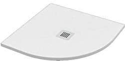 ERCOS Plato de ducha de mármol de 800 x 800 mm, diseño moderno efecto piedra, color blanco mate - Plato de ducha ultrafino