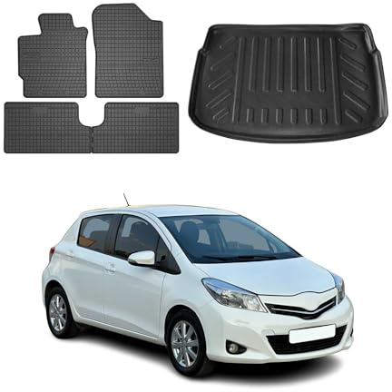 OMAC Fußmatten Kofferraumwanne für Toyota Yaris Schrägheck 2012-26 Gummi 5X | inkl. Kofferraumwanne (Satz), Gummimatten, Automatten, Allwetter, Antirutsch, fahrzeugspezifisches Produkt, wasserdicht