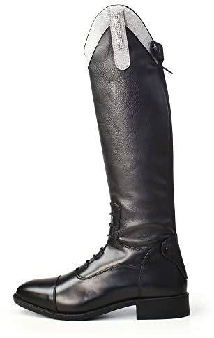 Brogini Como Piccino Kids Stretch Riding Boots with laces and Silver Sparkly Top (4.5, UK Footwear Size System, Big Kid, Alpha, Medium, Medium)