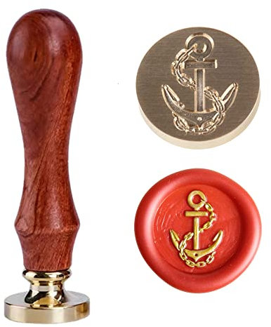 Anker Wachs Siegelstempel 25 mm 1 Zoll Vintage Siegelwachs Wachs Schlüssel Leben Ankh Symbol Wachs mit Holzgriff Ankh Stempel für Umschlag Einladungen Party