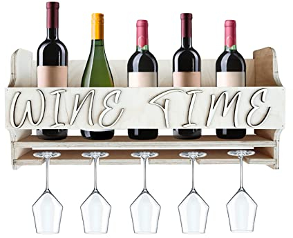 Pekiedo Porta Vino da Parete Portabottiglie in Legno Naturale, Cantinetta Design Moderno, Decorazione da Parete Cucina Wine Rack Mensola (Legno chiaro)