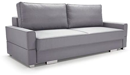 Siblo Sofa mit Schlaffunktion 94x230x103 cm SUZANA Kollektion - Elegante Schlafcouch mit Bettkassen - Couch 3 Sitzer für Wohnzimmer - Komfortables Schlafsofa - Sofa 3-Sitzer - Grau
