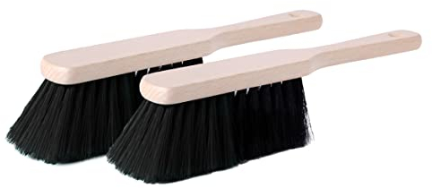 Garronda Escobilla de Limpieza Corta de Madera con Cerdas Sintéticas Juego de 2 Piezas (Negro)