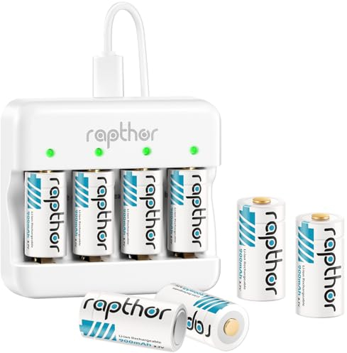 Rapthor Batería recargable de 900 mAh, 123 A, 3,7 V, compatible con Arlo Wireless Security Camera VMC3030/VMK3200/VMS3330/3430/3530, sistema de alarma con sensores inteligentes (900 unidades)