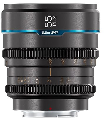 SIRUI Night Walker 55 mm S35 Objectif Cine Mise au point manuelle, T1.2 Grande ouverture M4/3 pour BMPCC4K, GH5II, GH5S, GH6, Z Cam (MS55M-G, gris métallique)