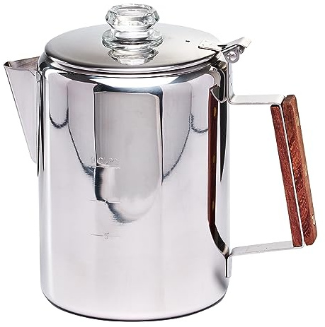 ZOWIE KING Camping-Fire Cafetière percolateur en acier inoxydable pour cuisinière Libérez la saveur en plein air (9 tasses)