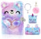 GLGHMH Secret Diary with Lock Set, Secret Fluffy Notebook with Coin Purse Keychain Bracelets Pencil Case, Fluffy Bear Gifts Journal Notebook Set for Girls Boys