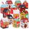 Adventskalender zum Befüllen Kinder, Homgaty 24 Adventskalender Boxen Tüten mit 24 Zahlenaufklebern und 5m Bänder, DIY Adventskalender Häuser Kisten Geschenkboxen, Weihnachtsdeko