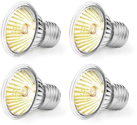 EASYIVY Lampadina Riscaldante per Rettili E27 Lampada UVA UVB Tartarughe 50W Dimmerabile, 230V Lampade Riscaldanti per Terrari Tartaruga Lucertola Serpente Acquario Animali, 4 pezzi