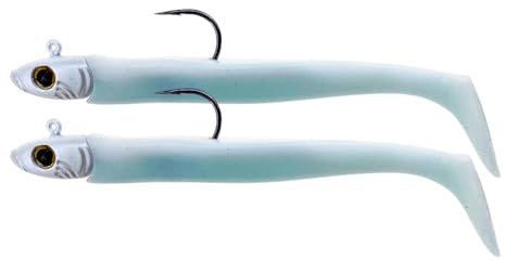 Lazy Lures – Bomb Squad Lures 16cm 45g, 2 Per Pack Durable Soft Plastic Paddle Tailed Lures With A Lead Jig Head, Realistic Eyes And Sharp Hook. Perfect For Sea And Fresh Water Fishing (White)