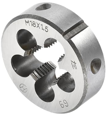 CoCud Rundes Gewindereparatur-Schneideisen, M18x1.5 Schneideisen 45mm Außendurchmesser, Legierter Werkzeugstahl Linksgewinde-Zylindrisches Gewindewerkzeug mit 5 Spanlöchern