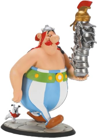 Plastoy Astérix Figurine Obélix avec Pile de Casques et Idéfix - Plastique - 22 cm