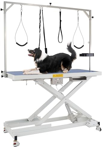 CO-Z Elektrischer Hundepflegetisch Hundefriseurtisch Tierpflegetisch mit X-Form Höhenverstellbarer Trimmtisch für Haustiere (Weiß)