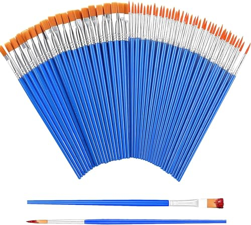 Outtshop Small Paint Brushes, 60 Pcs Paintbrushes with Flat and Round Pointed, Face Paint Brushes Art for Acrylic, Watercolor, Oil and Gouache Paints Ideal for Body Face, Decorations (60)
