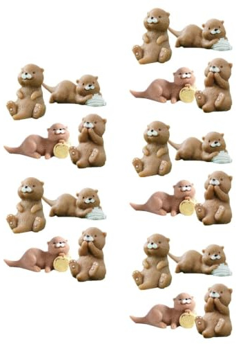 Toyvian Mini Otter Figuren aus Resin, 20er Set Realistische Tierfiguren für Fairy Garden Terrarium Mikrolandschaft DIY Basteln als Deko für Kuchendeko Zimmer Garten