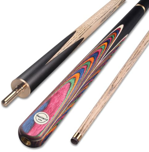 Stecca da biliardo in legno di frassino, 144,8 cm/147,3 cm, snodata a 3/4, punta da 8,5/9,5 mm, con custodia, estensione per stecca da biliardo, per adulti, personalizzabili, set da biliardo da