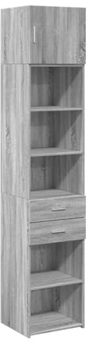 vidaXL Hochschrank Schmal Grau Sonoma 45x42,5x225 cm Holzwerkstoff, Hochschrank schmal, Schrank hoch, hoher Schrank, Schrank schmal, schmaler Schrank