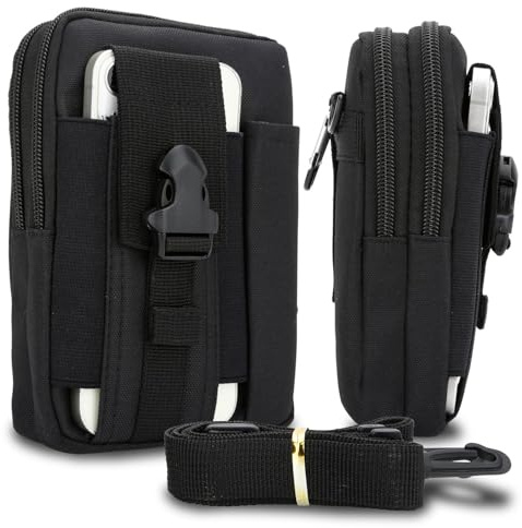 Cadorabo Taktische Handytasche in Uni SCHWARZ -Molle-EDC-Tasche kompatibel mit Nokia G60 5G mit Schultergurt -Handyhalter, Militär Gürteltasche, Hüfttasche
