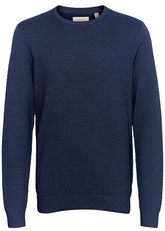 Blend BHREDHILL Herren Strickpullover Feinstrick Pullover Sweater mit Rippbündchen Rundhals 100% Baumwolle Regular fit, Größe:XXL, Farbe:Dress Blues (194024)