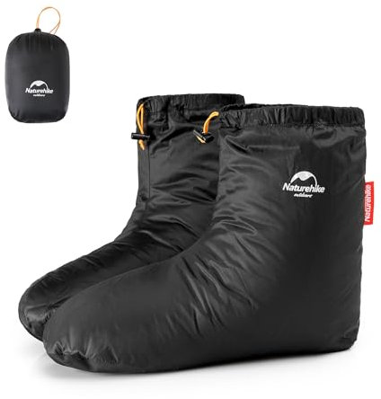 Naturehike Federschuhe Warme Entendaunensocken Outdoor/Indoor Wasserdichte Winter Fleece Socken Schlafzimmer Büro rutschfest super warmes Schuhwerk Snowboard Reitschuhe(Schwarze M)