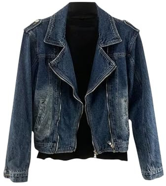 SYDUZAX Giacca di Jeans Uomo Offerte Giacca in Denim Vintage a Maniche Lunghe Tinta Unita Girocollo con Cerniera e Tasche Giacca Elegante Casual Slim Fit Classica in Stile Western