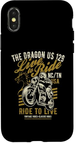 Hülle für iPhone X/XS The Dragon US-129 NC TN USA Motorrad Distressed Design