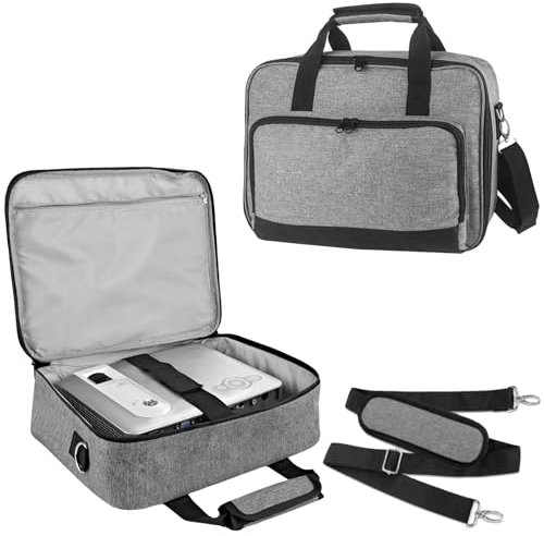 ZKOO Projector Carrying Case, Projector Bag Compatible with Most Projectors, Includes Storage Pockets & Adjustable Shoulder Straps, Travel Projector Case, 14 x 11 x 4 (Gray)