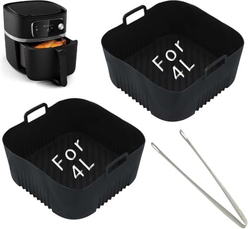 2 Stück Silikonform Heißluftfritteuse für Philips Airfryer Zubehör - Silikon Backform Dual Basket für Philips Essential 4,1L (HD9252, HD9200, HD9255) Wiederverwendbar anstelle Backpapier