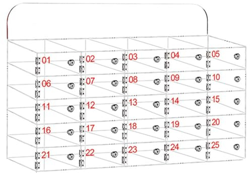Handy-Aufbewahrungsspind,Transparentes Acryl Wand Montiert Handy Aufbewahrungsschrank mit Schloss, Schule Fabrik Student Storage Box Tresor für Mitarbeiter,25Slots