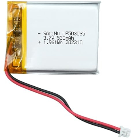 efaso Akku 3,7V Verschiedene Kapazitäten (mAh) & Verschiedene JST PH Stecker - Akkus kompatibel mit Dash Cams/Lautsprecher/Headset/Tastatur/Maus usw. (503035-3,7V 530mAh JST PH1.25-2P Stecker)