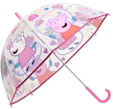 Kids Euroswan Poe-Regenschirme mit Fiberglas-Rippen, manuelles Peppa Pig, mehrfarbig, Einheitsgröße, Kinderfreundlich