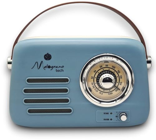 Cassa Bluetooth Portatile Retro con Design Vintage - Altoparlante Wireless in Diversi Colori, Dimensioni Compatte 22x9x19 cm, Audio Potente, Include Cavo di Ricarica (Blu)