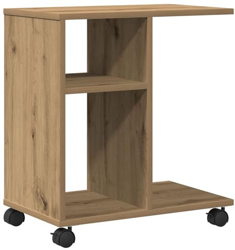 vidaXL Beistelltisch mit Rollen Artisan Eiche 50x30x55cm Holzwerkstoff