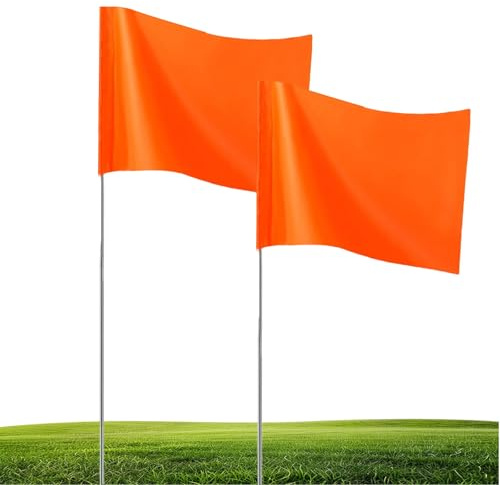 TELAIN Flo Orangefarbene Markierungsfähnchen,20er-Pack Marker-Fähnchen, Rasenfähnchen, Grenzfähnchen, Hundetrainingsfähnchen für Garten, Vermessungsfähnchen