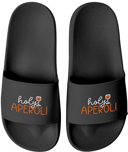 MoonWorks® Badeschlappen mit Spruch Holy Aperoli Badelatschen Damen Aufdruck bedruckt Spritz Apero